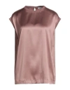 Brunello Cucinelli Solid Stretch Satin Top In Brown
