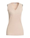 Brunello Cucinelli Woman Top Beige Size L Cotton, Acetate, Silk, Brass In Neutral