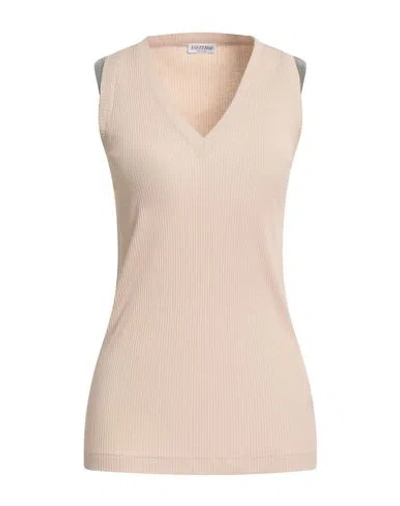 Brunello Cucinelli Woman Top Beige Size L Cotton, Acetate, Silk, Brass In Neutral