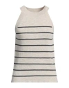 Brunello Cucinelli Woman Top Beige Size L Linen, Polyester, Metallic Fiber, Polyamide In Beige