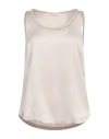 Brunello Cucinelli Woman Top Beige Size L Silk, Elastane, Brass