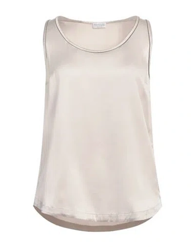 Brunello Cucinelli Woman Top Beige Size L Silk, Elastane, Brass