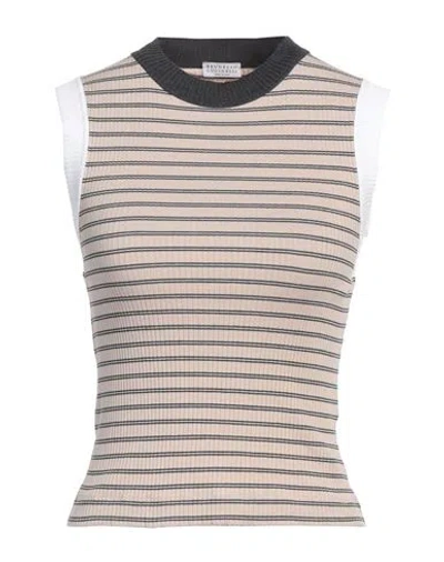 Brunello Cucinelli Woman Top Beige Size M Cotton, Elastane