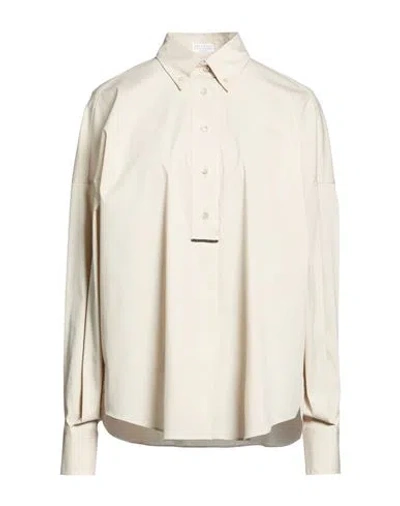 Brunello Cucinelli Woman Top Beige Size M Cotton, Polyamide, Elastane In Neutral