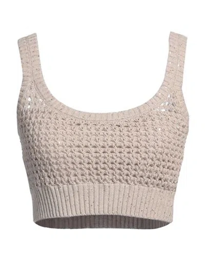 Brunello Cucinelli Woman Top Beige Size M Cotton, Polyester, Acetate, Silk