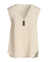Brunello Cucinelli Woman Top Beige Size Xxl Silk In Beige