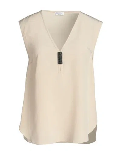 Brunello Cucinelli Woman Top Beige Size Xxl Silk
