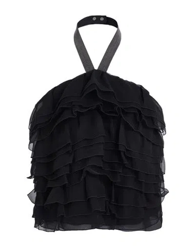 Brunello Cucinelli Woman Top Black Size L Silk, Ecobrass