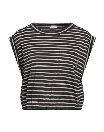 Brunello Cucinelli Woman Top Black Size M Cotton, Brass, Ecobrass