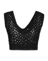 Brunello Cucinelli Paillette Crochet Knit Bra Top In Black