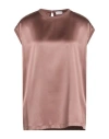 Brunello Cucinelli Solid Stretch Satin Top In Brown