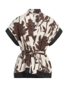 Brunello Cucinelli Leaf-print Cotton Blouse In Brown