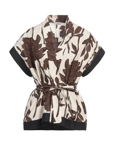 BRUNELLO CUCINELLI BRUNELLO CUCINELLI WOMAN TOP BROWN SIZE M COTTON