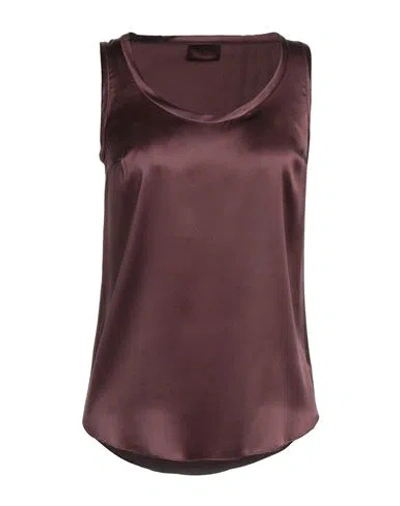 Brunello Cucinelli Woman Top Burgundy Size L Silk, Elastane In Red