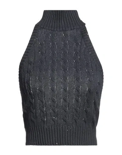 Brunello Cucinelli Woman Top Charcoal Size Xxl Cotton, Polyester In Grey