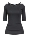 Brunello Cucinelli Woman Top Charcoal Size S Cotton, Acetate, Silk, Brass In Gray