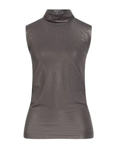 Brunello Cucinelli Woman Top Chocolate Brown Size Xl Cotton, Viscose, Elastane, Brass