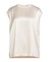 Brunello Cucinelli Woman Top Cream Size L Silk, Elastane, Ecobrass In White