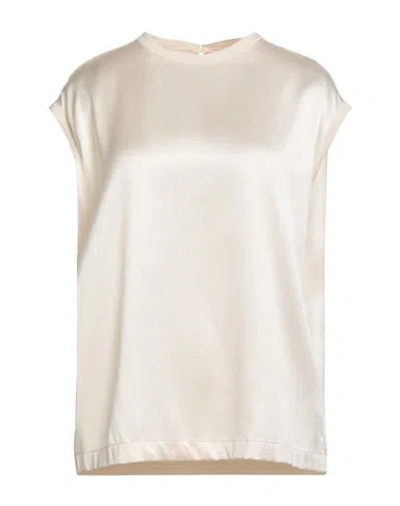 Brunello Cucinelli Woman Top Cream Size L Silk, Elastane, Ecobrass In White
