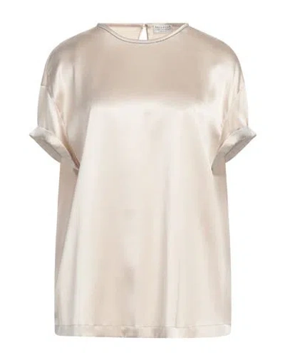 Brunello Cucinelli Woman Top Cream Size S Silk, Elastane, Brass In White