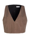 Brunello Cucinelli Woman Top Dark Brown Size L Polyester, Silk, Brass In Brown