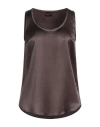 Brunello Cucinelli Woman Top Dark Brown Size S Silk, Elastane