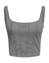 Brunello Cucinelli Woman Top Grey Size M Cotton, Elastane, Metal In Grey