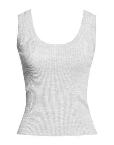 Brunello Cucinelli Woman Top Grey Size Xl Virgin Wool, Cashmere, Brass In Gray