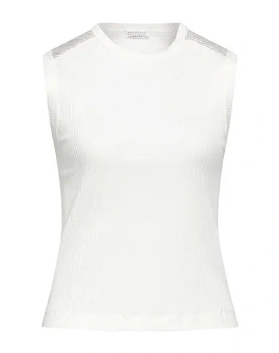 Brunello Cucinelli Woman Top Ivory Size L Cotton, Brass In White