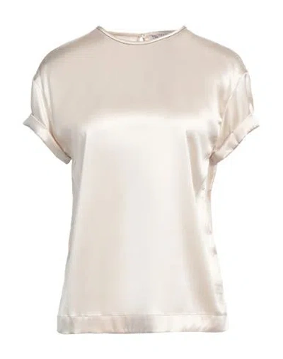 Brunello Cucinelli Cap-sleeve Satin-finish Blouse In Nude