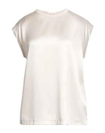 Brunello Cucinelli Woman Top Ivory Size M Silk, Elastane, Brass In White