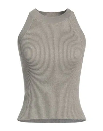 Brunello Cucinelli Woman Top Khaki Size L Cashmere, Silk, Polyamide, Metallic Polyester In Beige