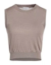Brunello Cucinelli Woman Top Khaki Size M Cashmere, Silk In Beige