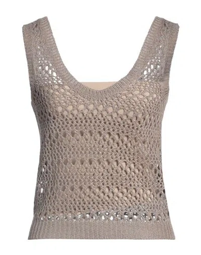 Brunello Cucinelli Woman Top Khaki Size M Linen, Silk In Beige