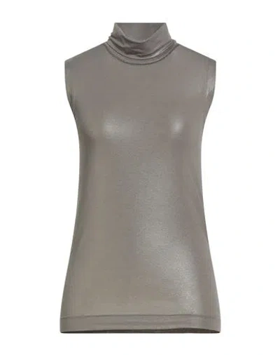 Brunello Cucinelli Woman Top Khaki Size Xl Cotton, Viscose, Elastane, Brass In Brown