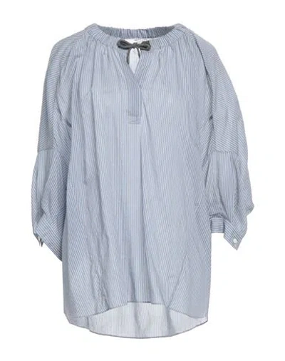 Brunello Cucinelli Woman Top Light Blue Size M Cotton, Silk, Brass
