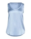 Brunello Cucinelli Woman Top Light Blue Size M Silk, Elastane