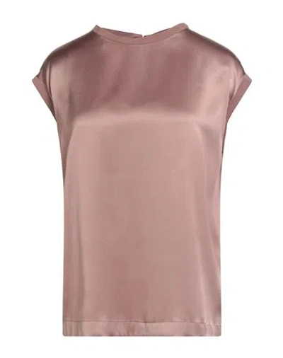 BRUNELLO CUCINELLI BRUNELLO CUCINELLI WOMAN TOP LIGHT BROWN SIZE XL SILK, ELASTANE, ECOBRASS