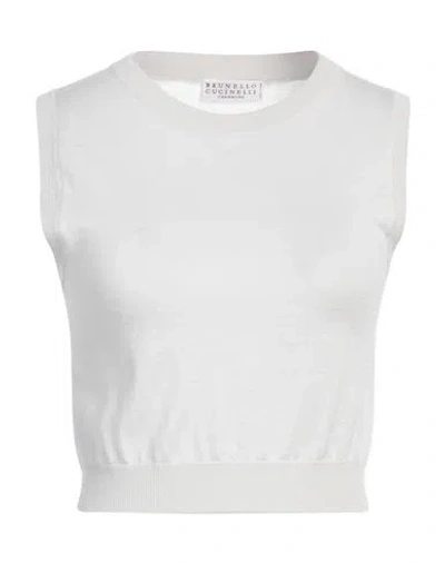 Brunello Cucinelli Woman Top Light Grey Size M Cashmere, Silk
