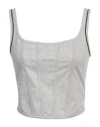 Brunello Cucinelli Woman Top Light Grey Size M Cotton, Polyamide, Elastane, Brass In Grey