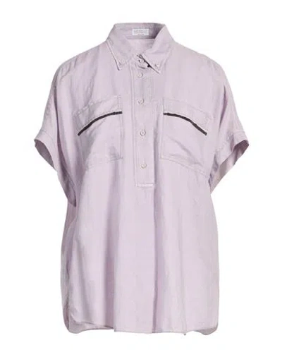 Brunello Cucinelli Woman Top Lilac Size M Linen, Cotton In Purple