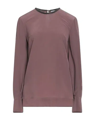 Brunello Cucinelli Woman Top Mauve Size Xl Silk, Ecobrass In Purple