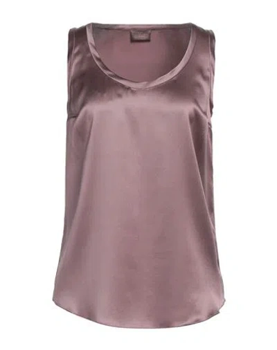 BRUNELLO CUCINELLI BRUNELLO CUCINELLI WOMAN TOP MAUVE SIZE S SILK, ELASTANE