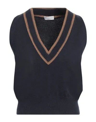 Brunello Cucinelli Woman Top Midnight Blue Size M Cashmere, Ecobrass