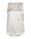 Brunello Cucinelli Silk Satin Tank Top In Off White