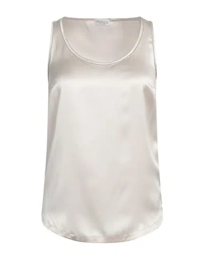 BRUNELLO CUCINELLI BRUNELLO CUCINELLI WOMAN TOP OFF WHITE SIZE XS SILK, ELASTANE, BRASS
