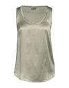 Brunello Cucinelli Silk-blend Satin Tank In Sage Green