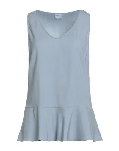 Brunello Cucinelli Woman Top Sky Blue Size L Silk, Elastane