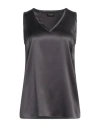 Brunello Cucinelli Woman Top Charcoal Size M Silk, Elastane In Grey