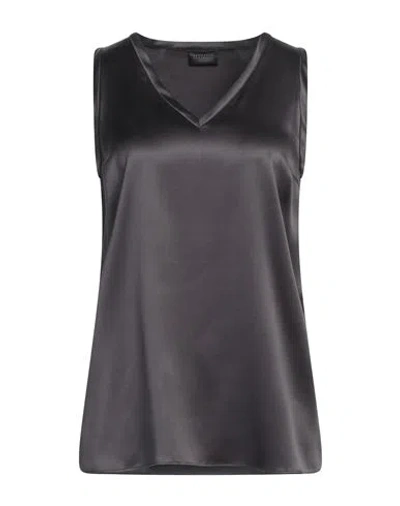 Brunello Cucinelli Woman Top Charcoal Size M Silk, Elastane In Grey